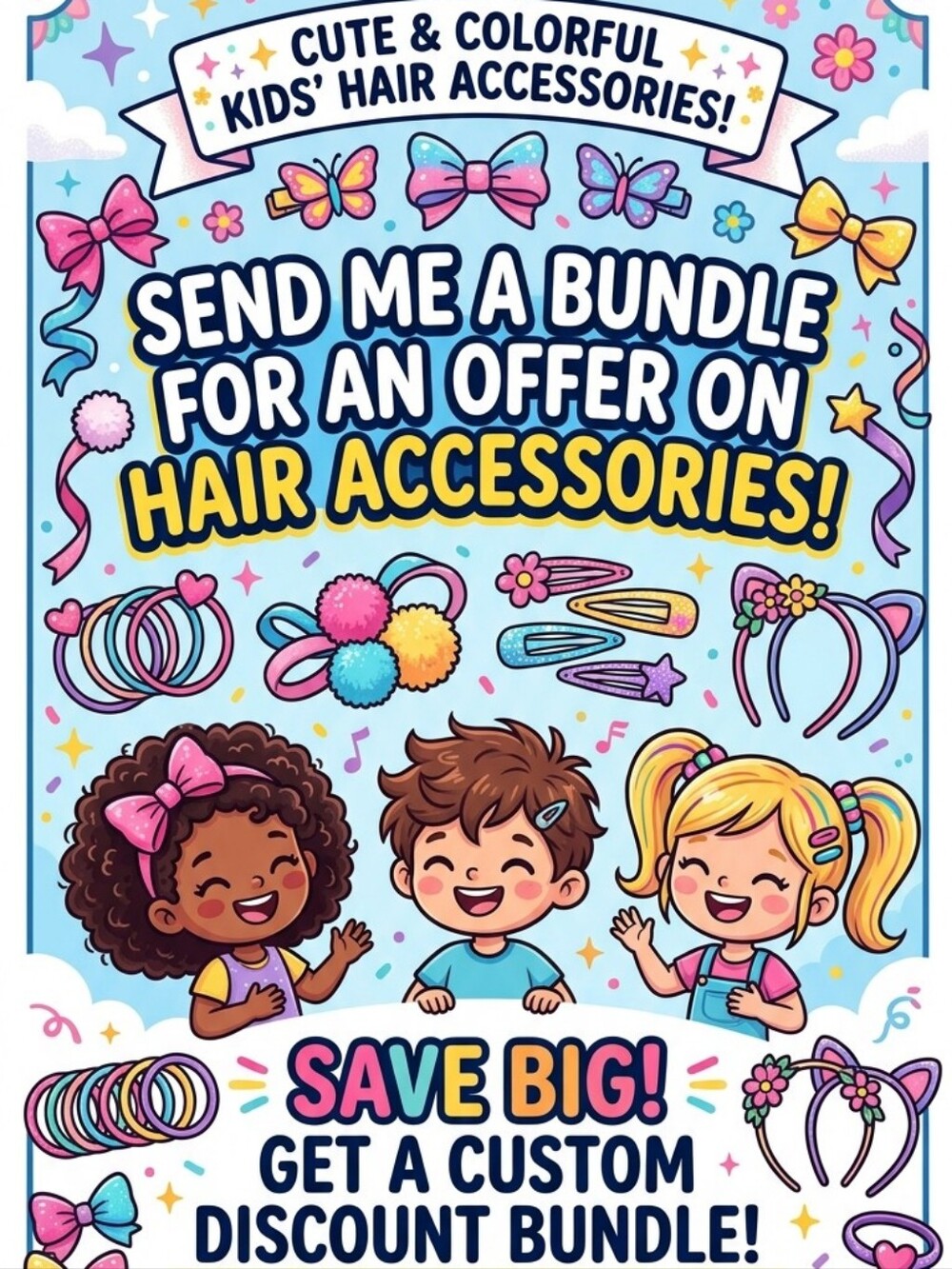 Source Unknown Kids' Hair Accessories Set - Pink, Yellow, Blue, Purple